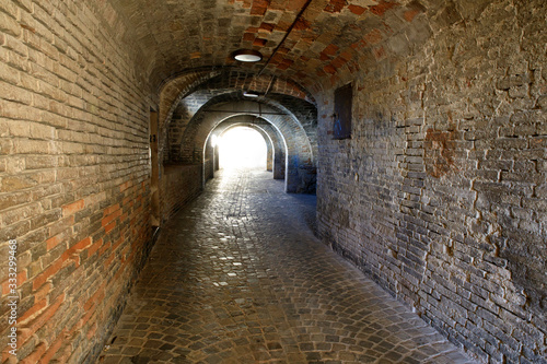 Corinaldo  AN   Italy - January 1  2019  Typical passage and road in Corinaldo village   Corinaldo  Ancona  Marche  Italy