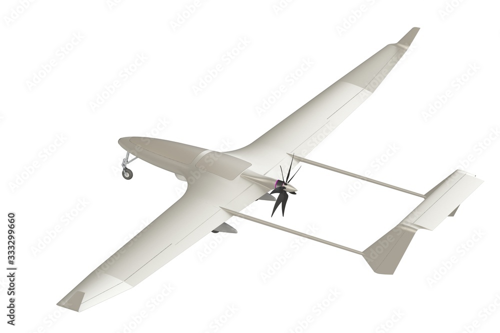 Unmanned military drone uav on patrol air territory at low altitude. 3D render