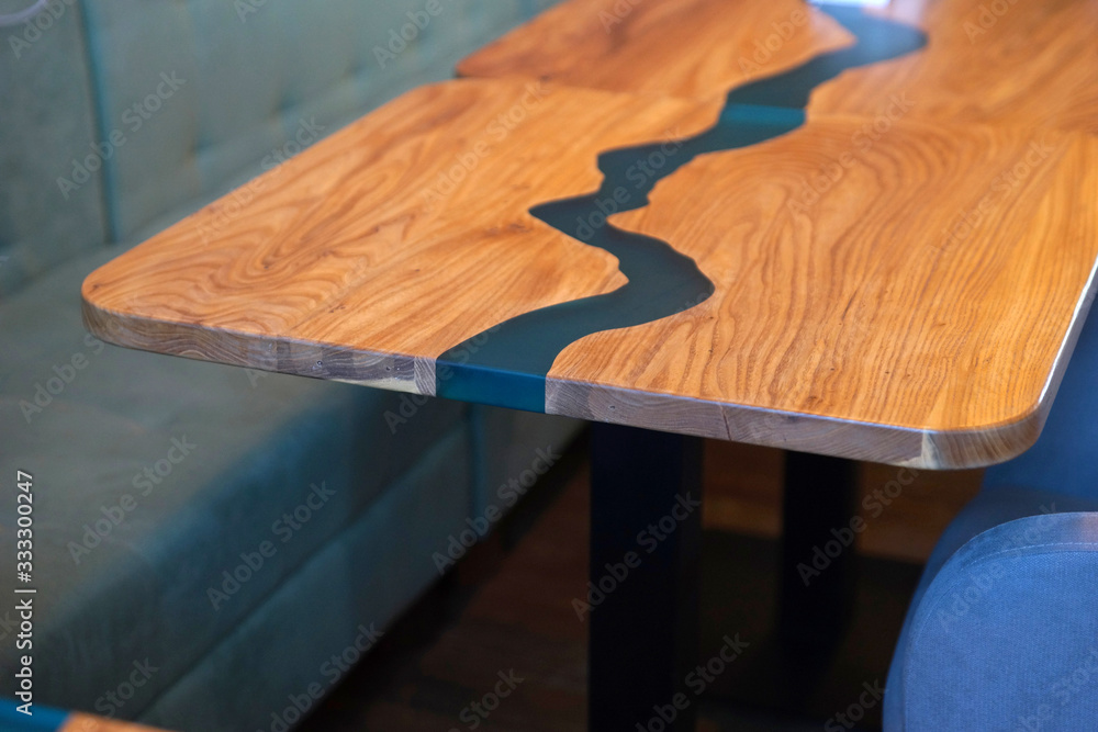 Wood and epoxy table