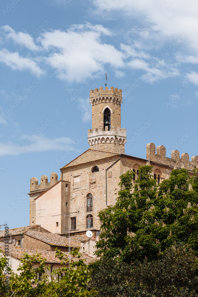Medieval Tower at Volterra, Italy, Palazzo dei Priori Tower