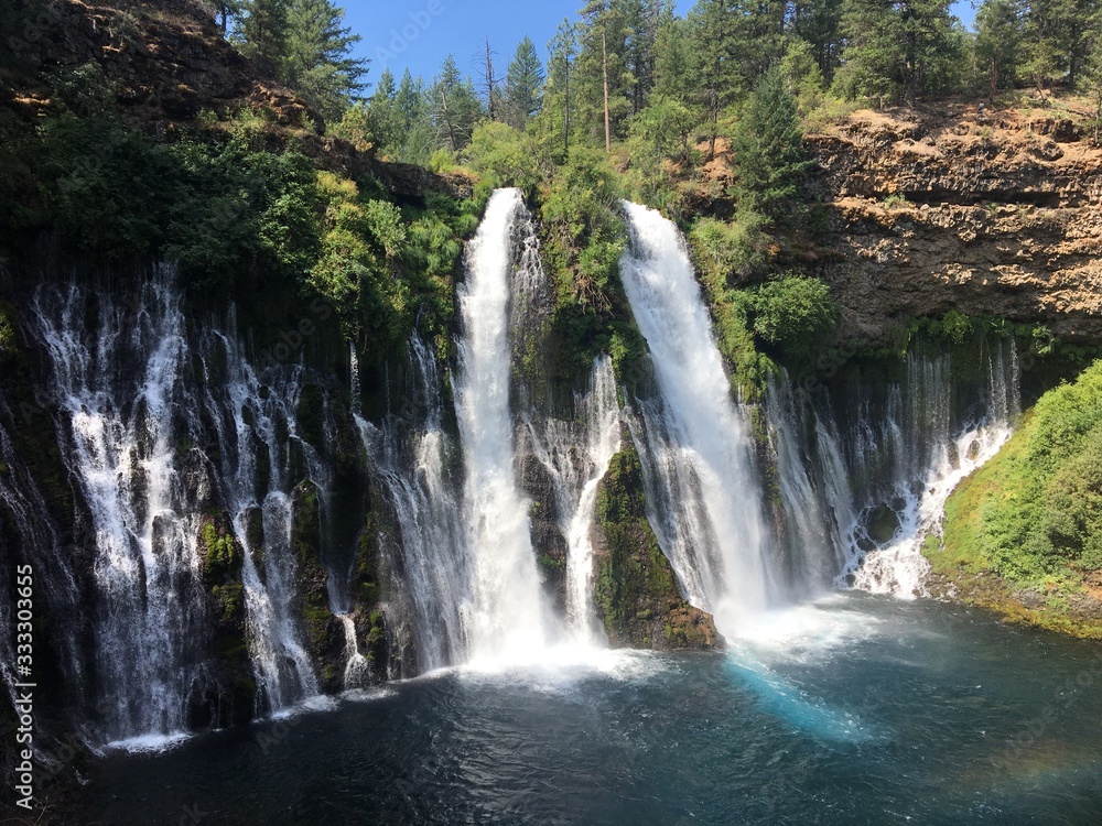 Waterfall with rainbow outline