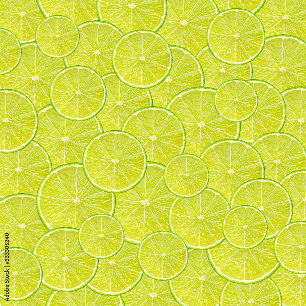 seamless background with lime slices of lemon