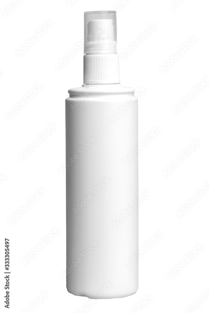 bottle with a spray for drugs, antiseptics, liquids on a white isolated background. mockup for pharmacy and store design bottle with a spray for drugs, antiseptics, liquids on a white isolated background. mockup for pharmacy and store design