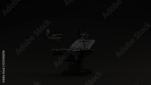 Black Obstetrics Gynecological Chair Black Background 3d illustration 3d render