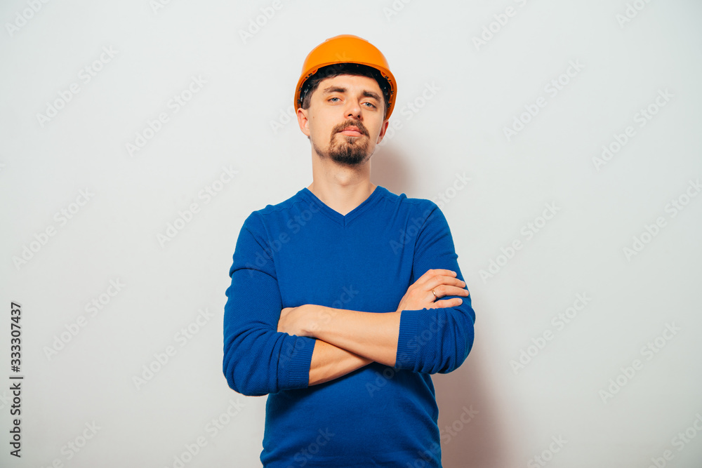builder helmet. Man builder helmet. Man