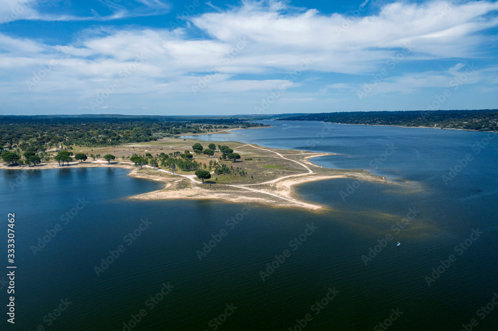 Aerial view of the Maranhão Dam lake. Portugal