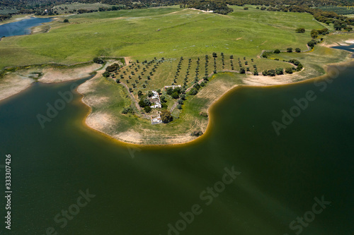 Aerial view of the Maranhão Dam lake. Portugal