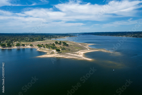 Aerial view of the Maranh  o Dam lake. Portugal
