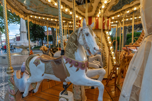 Colorful Holiday Carousel Horse in Portugal
