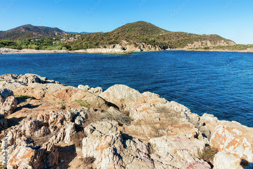 Chia beach in Mediterranian Sea Sardinia