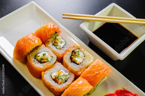 Japanese sushi seafood roll...