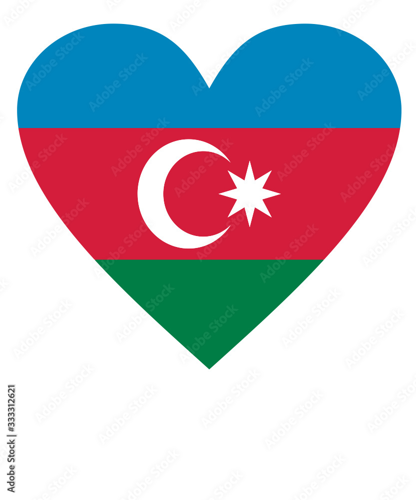 Azerbaijan Flag Heart Vector Illustration