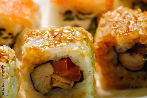 Japanese sushi seafood roll...