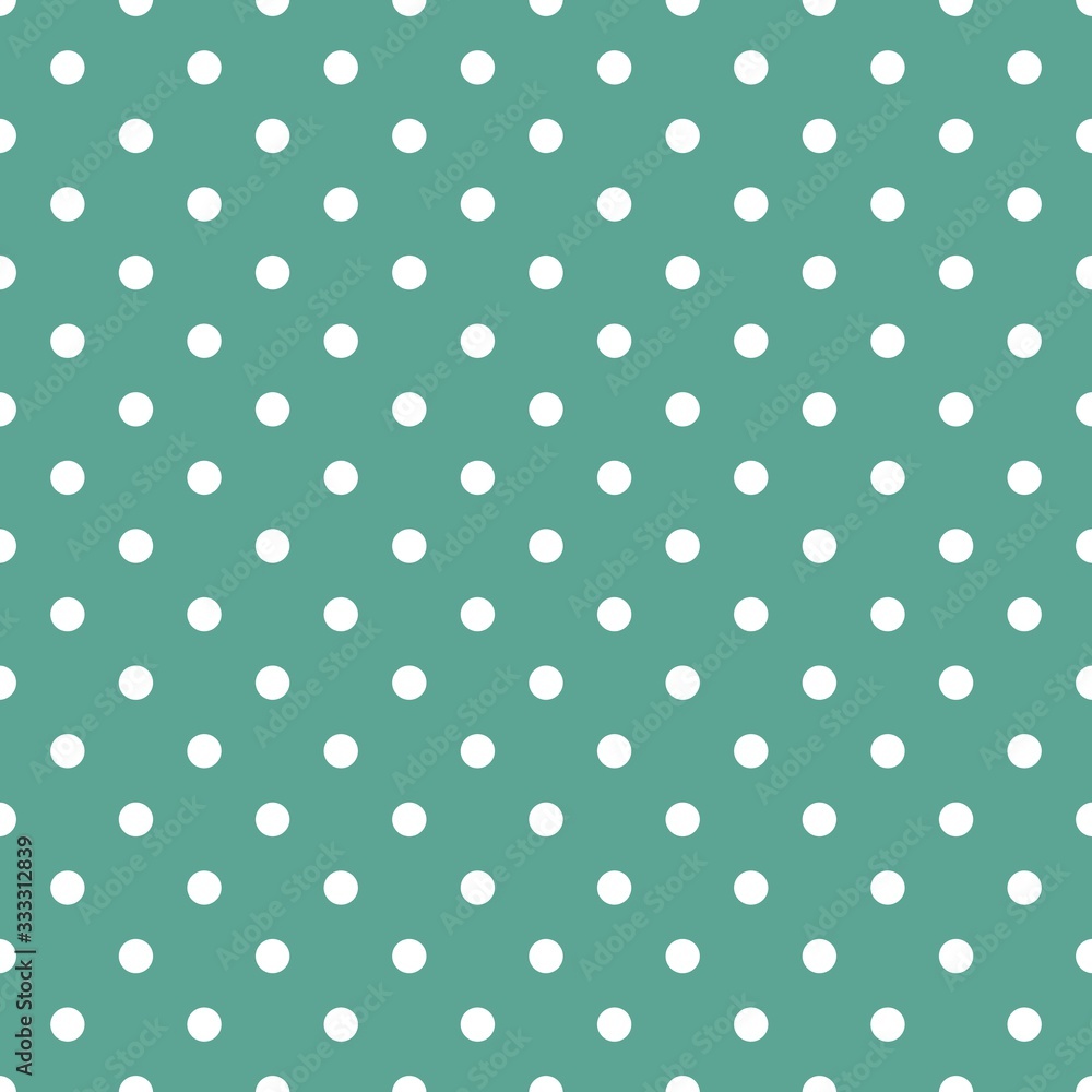Vector seamless pattern with small white polka dots on a retro mint green background. For cards, invitations, wedding or baby shower albums, backgrounds, arts and scrapbooks.