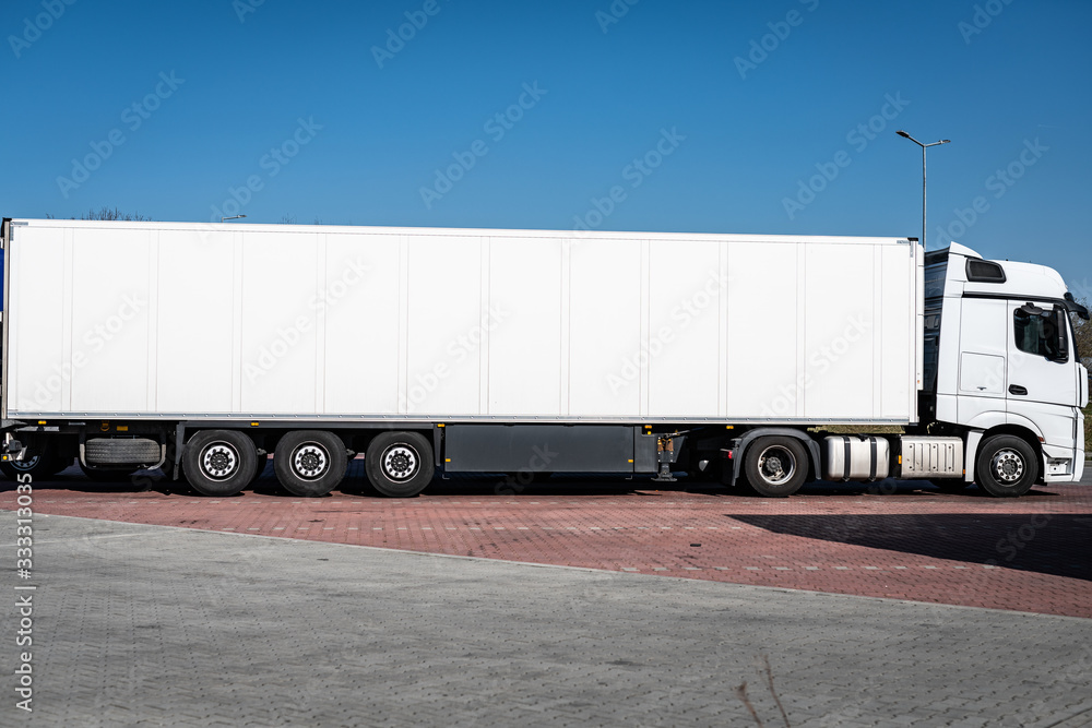 tir- white semi-trailer - background tir- white semi-trailer - background