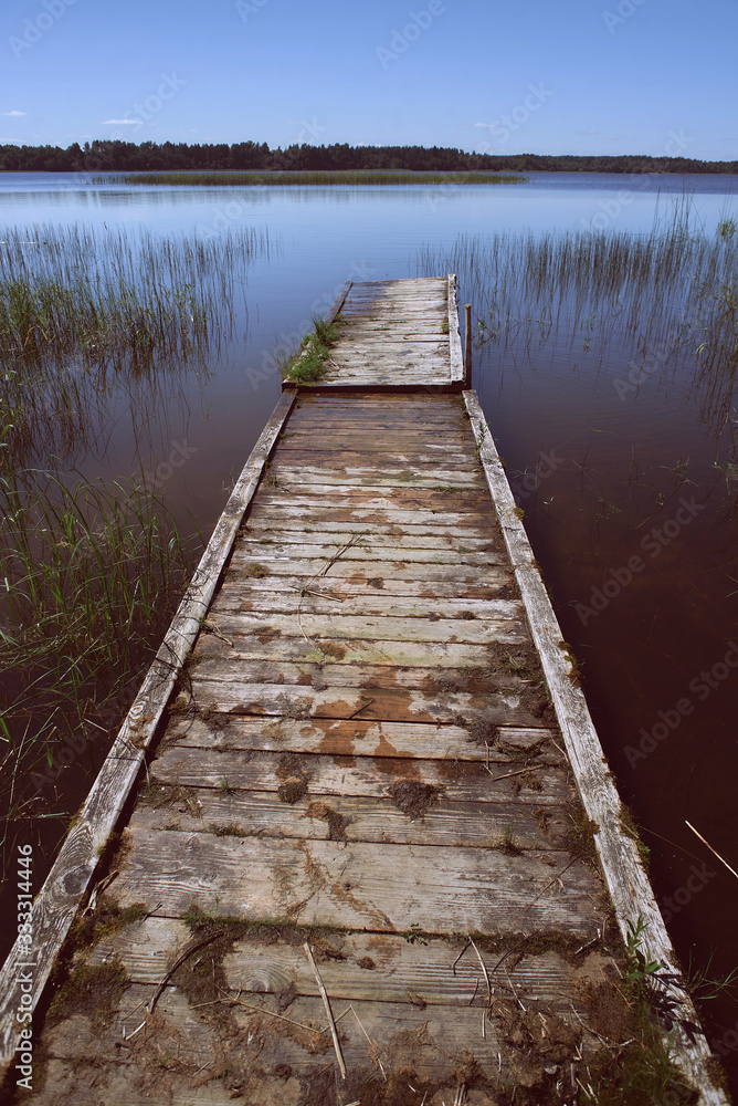 wooden bridge on the lake wooden bridge on the lake
