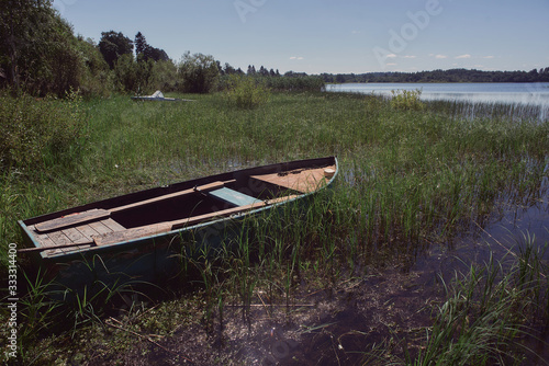 boat on the shore by the lake