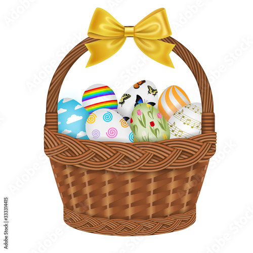 basket with easter eggs
