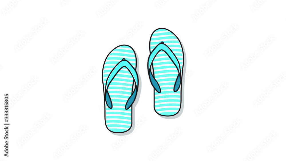 Blue Strip Flip Flops Top View flat design vector illustration Blue Strip Flip Flops Top View flat design vector illustration