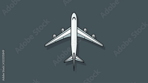 Plane top view flat design vector illustration