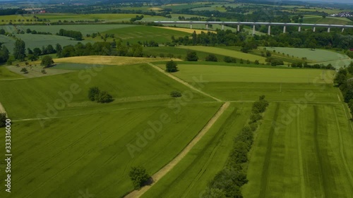 Aeril of Bauerbach Train Bridge in Germany. On a sunny day in summer. photo