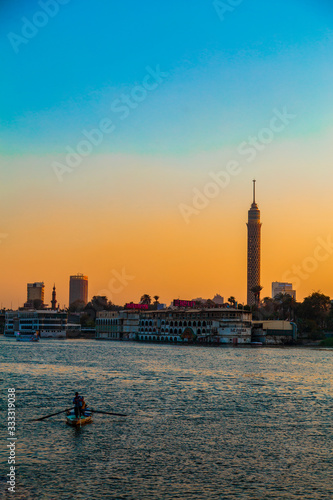 silhouette of the Cairo tower  photo