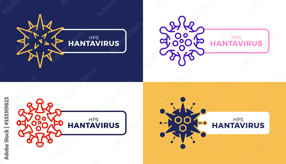Fototapeta premium Creative Hantavirus Vector icon badge set. Pulmonary syndrome (HPS) is a rare but deadly viral infection. Vector illustration of the new Hanta virus