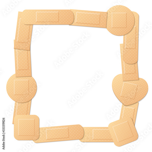 Adhesive plasters that form a frame. Isolated vector illustration on white background.