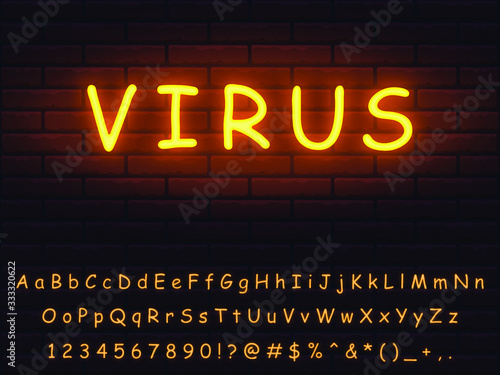 orange realistic neon font set. collection of editable vector letters numerals signs symbols icons. graphic advertisement web design