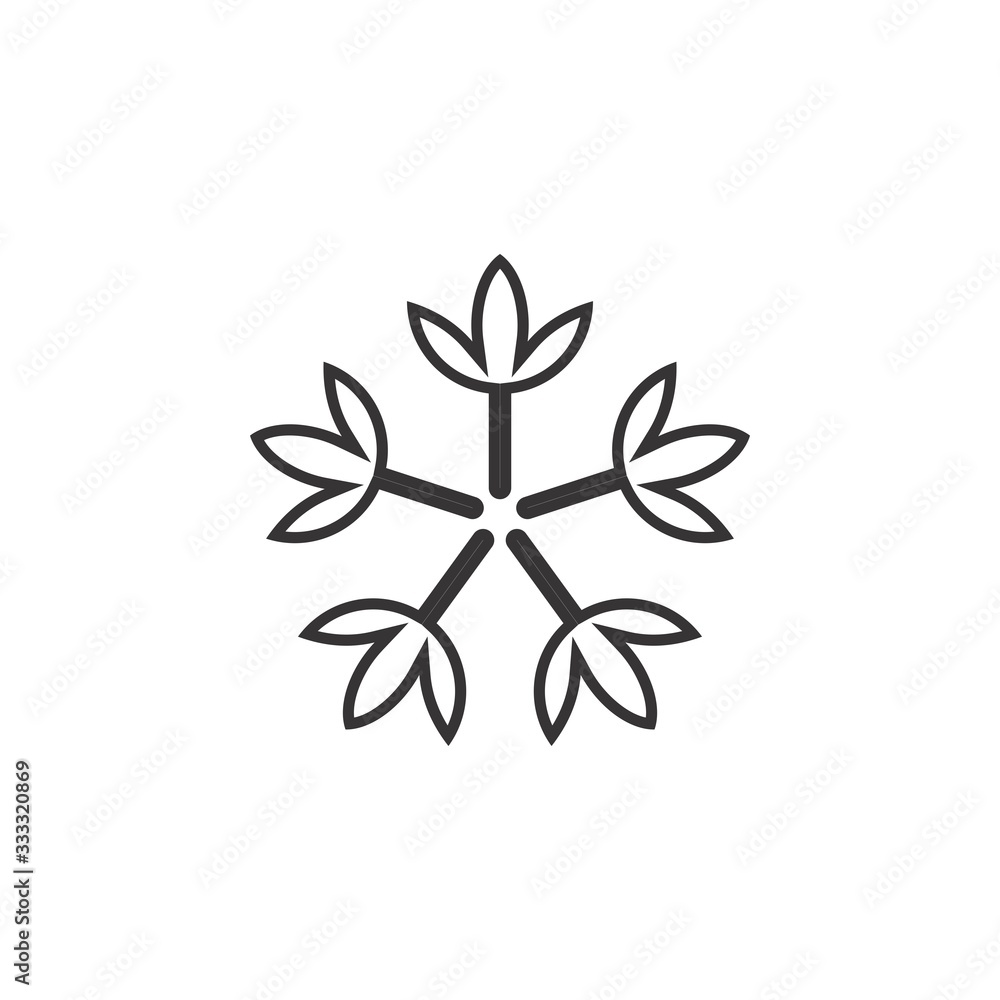 Five Flower logo design vector