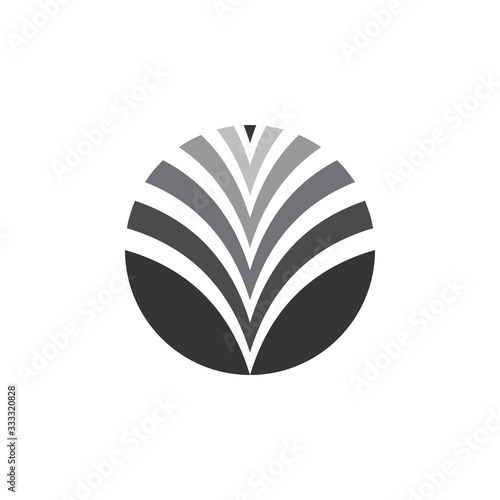 Circle with V letter Flower logo design vector