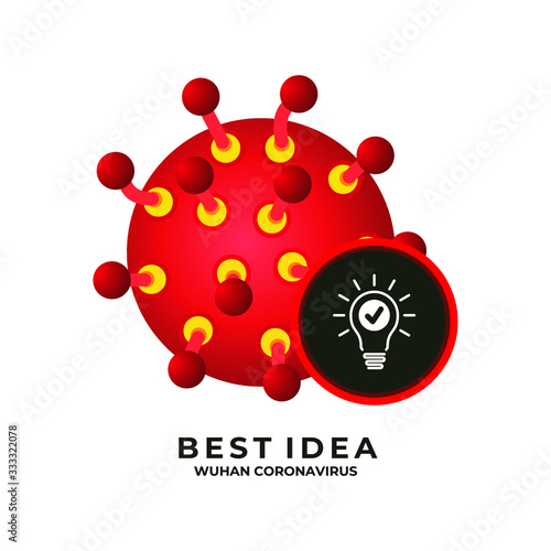 Coronavirus Bacteria with Idea icon. shows the existence of ideas, brilliant ideas in handling the spread and healing of virus outbreaks