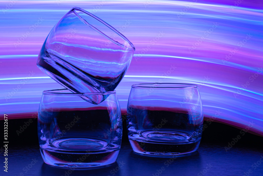 glasses on blue background glasses on blue background