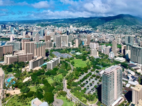 Beautiful Aerial View of Honolulu Hawaii in Oahu 