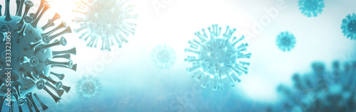 Coronavirus 3D render, COVID-19 pandemic photo