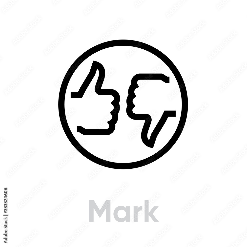 Mark thumb up down icon. Editable line vector. Mark thumb up down icon. Editable line vector.