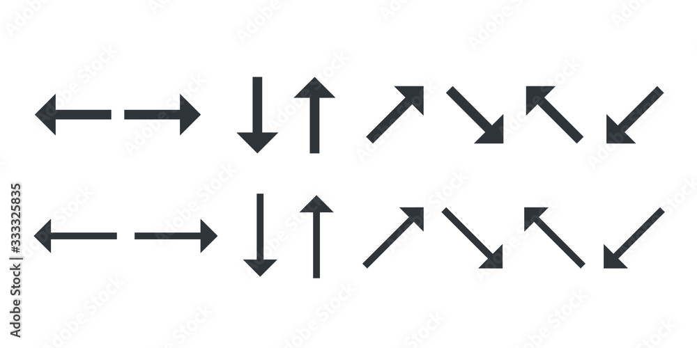 Set of Flat Arrow Icons on White Background Set of Flat Arrow Icons on White Background