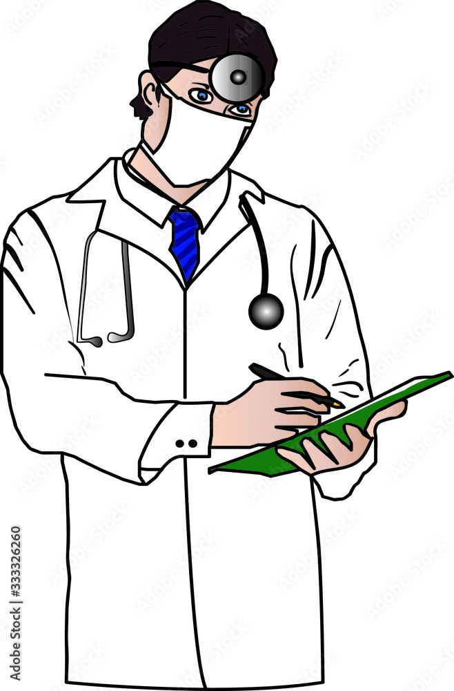 Drawing of doctor with mask Drawing of doctor with mask