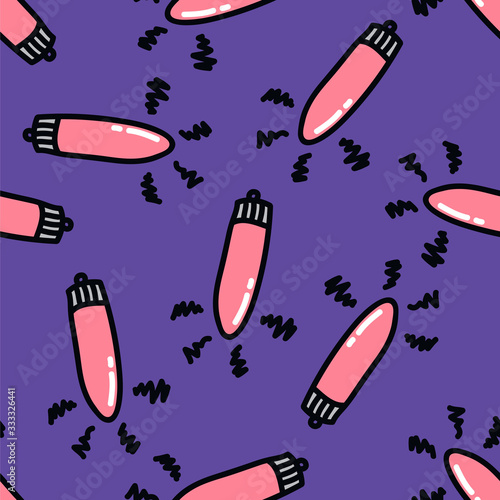 vibrator sex toy seamless doodle pattern, vector illustration