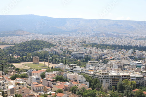 Temple of Olympian Zeus and Acropolis Hill, Athens Greece