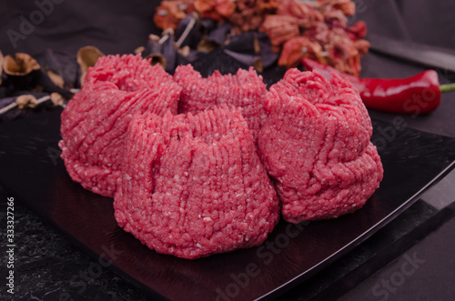 raw meatball stock photo