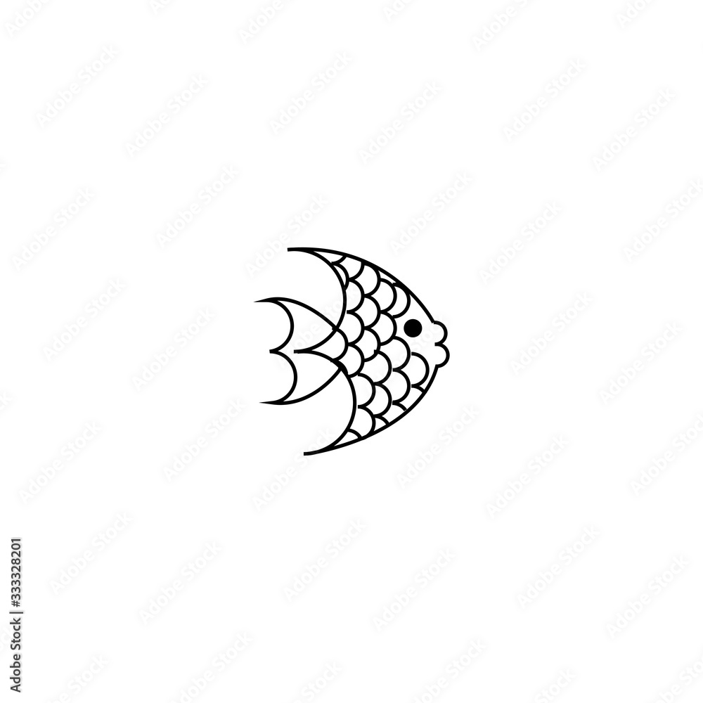 Naklejka premium Fish icon simple line vector design
