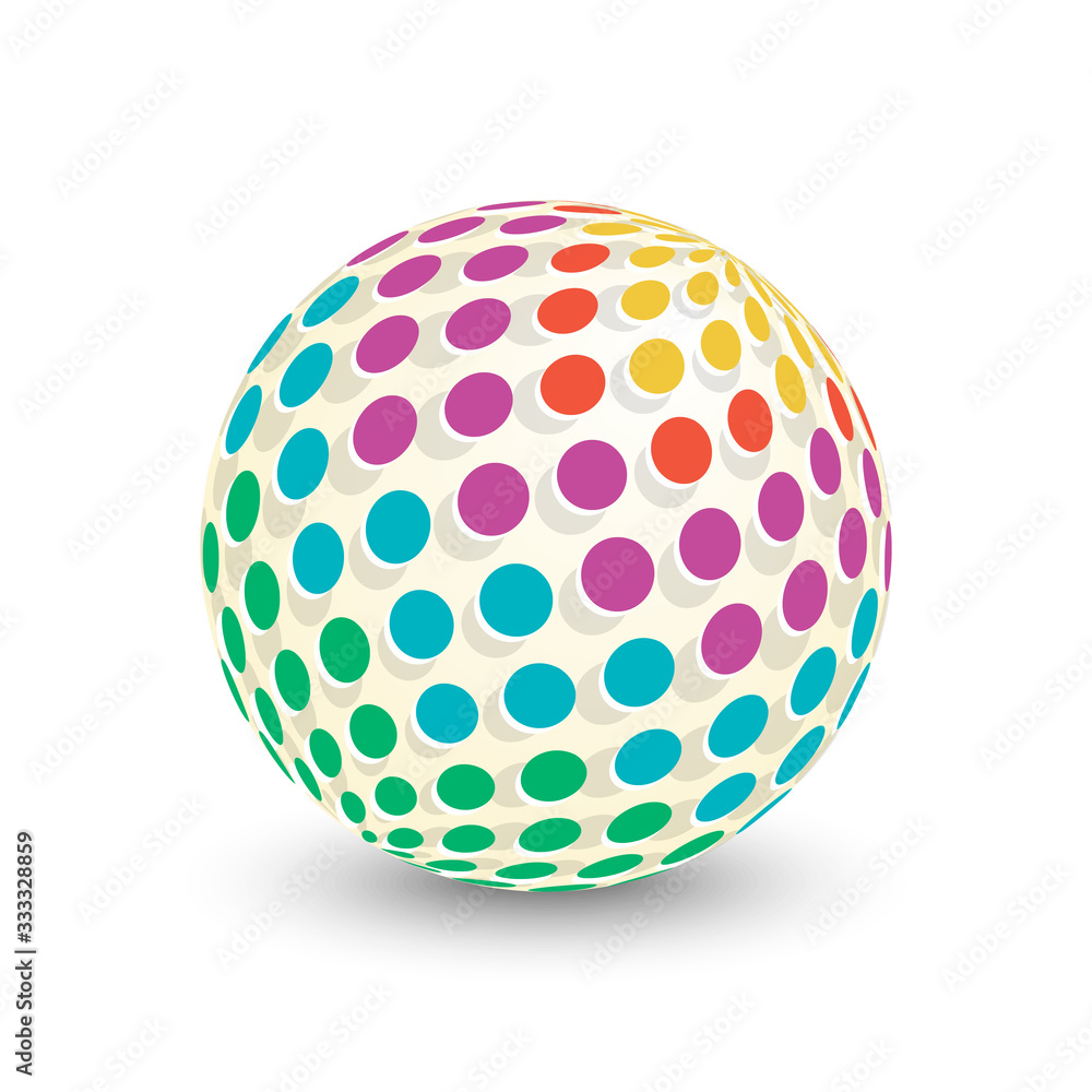 3d colorful sphere isolated on white background. Abstract template. Scientific icon with geometric pattern. 3d colorful sphere isolated on white background. Abstract template. Scientific icon with geometric pattern.