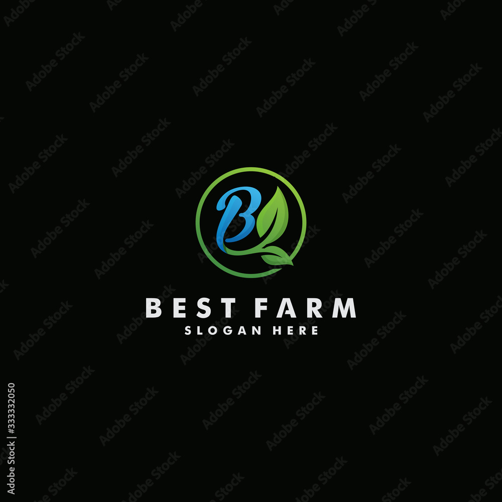 Letter B logo design, Farm icon vector illustration