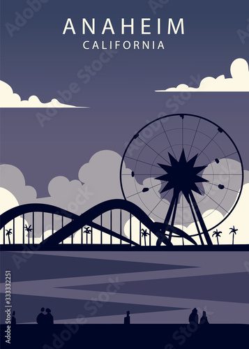 Poster Anaheim landscape. Anaheim vector illustration. photo
