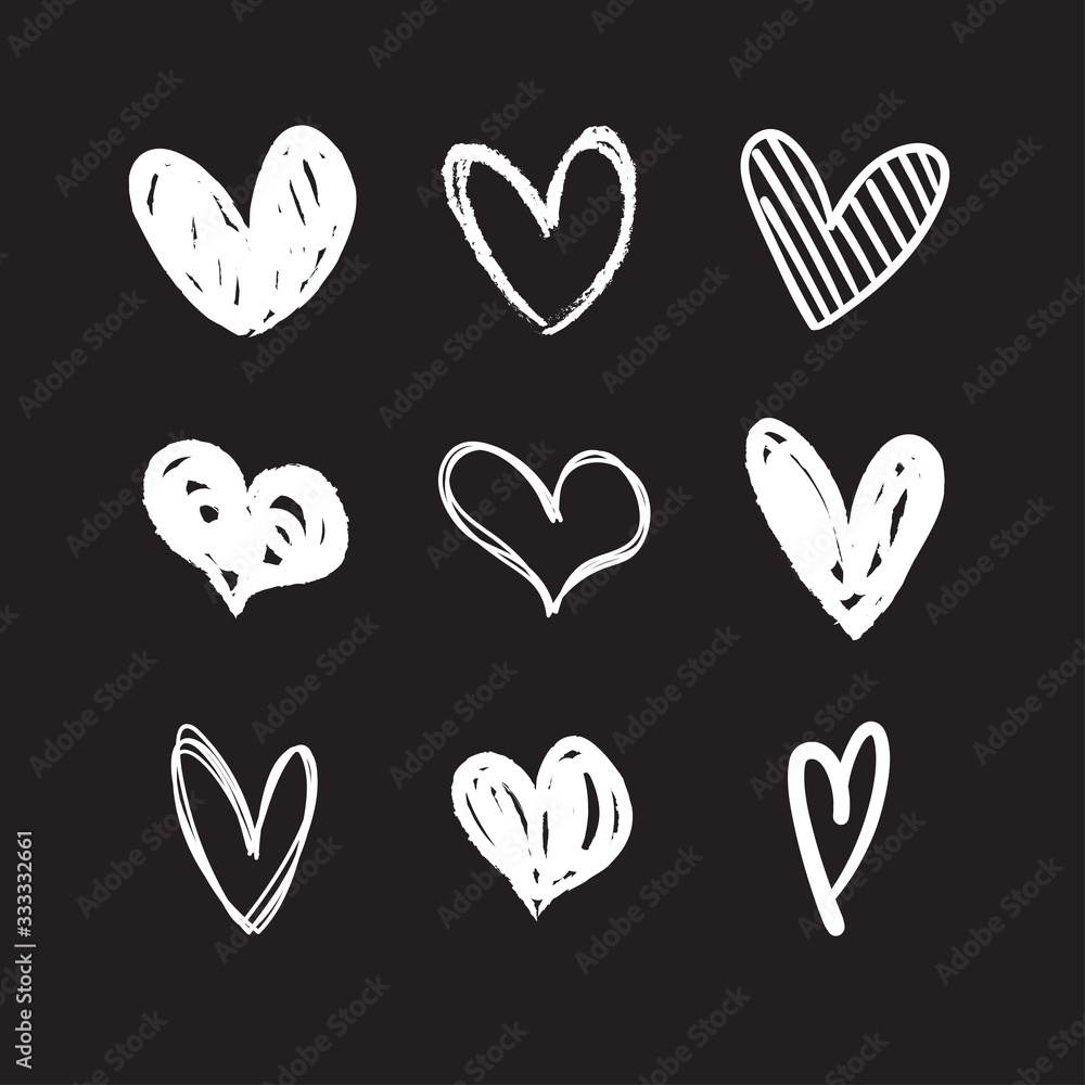 Set of hand drawn hearts. Heart doodles illustration collection. Symbol of love, health and care. Set of hand drawn hearts. Heart doodles illustration collection. Symbol of love, health and care.