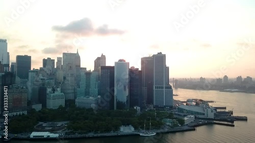 Wallpaper Mural Aerial View of New York Manhattan With Clouds and High-Rise Buildings Torontodigital.ca