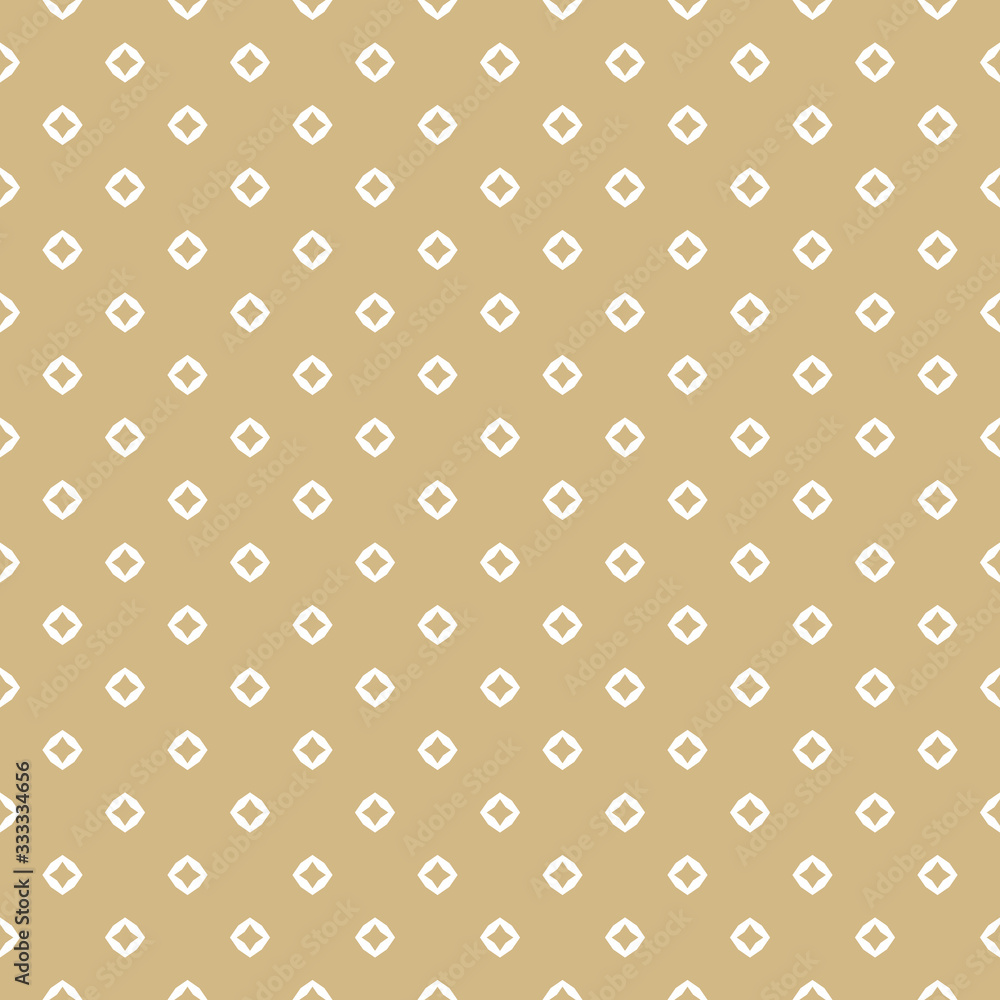 Golden diamonds seamless pattern. Subtle vector minimalist geometric texture with small elements. Elegant luxury background. Simple minimal repeatable gold and white ornament. Design for decor, fabric Golden diamonds seamless pattern. Subtle vector minimalist geometric texture with small elements. Elegant luxury background. Simple minimal repeatable gold and white ornament. Design for decor, fabric