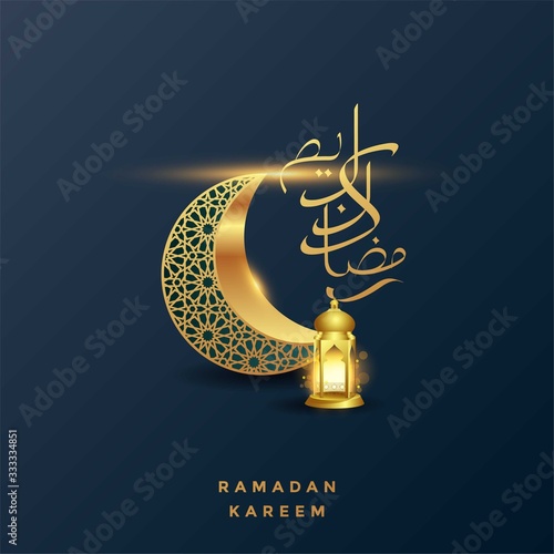 ramadan kareem arabic calligraphy islamic greeting card background vector illustration