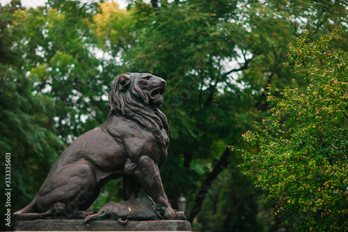 statue of a stone lion in Odessa park